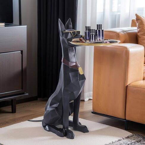 Geometric Dog Accent Table with Tray Butler Statue Animal Side Table for Modern Home Decor Dog Butler Statue with Tray Animal Accent Table for Living Room in Kuwait