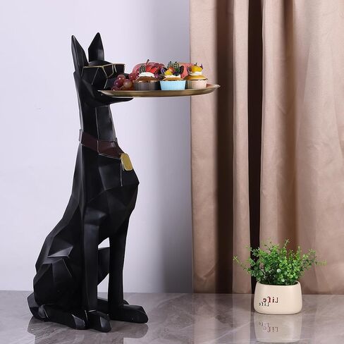 Geometric Dog Accent Table with Tray Butler Statue Animal Side Table for Modern Home Decor Dog Butler Statue with Tray Animal Accent Table for Living Room in Kuwait