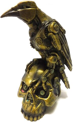 PTC Steampunk Dark Crow Raven Setting on Skull Skeleton Sculpture Statue in Saudi Arabia