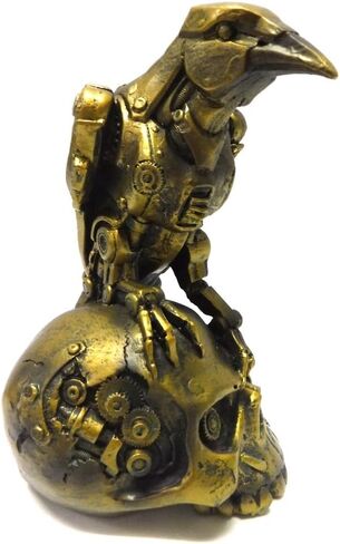 PTC Steampunk Dark Crow Raven Setting on Skull Skeleton Sculpture Statue in Saudi Arabia