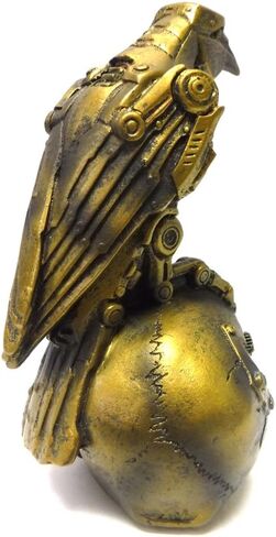 PTC Steampunk Dark Crow Raven Setting on Skull Skeleton Sculpture Statue in Saudi Arabia