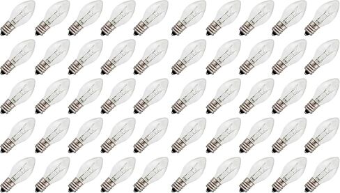 Creative Hobbies 7 Watt, C7 Night Light, 40 Lumens, Long Life, Clear, E12 Candelabra Base, C7 Replacement Bulbs, Incandescent Light Bulb | 25 Pack in Saudi Arabia