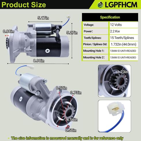 AT-318141 AT318141 12V 15T Starter Motor Compatible with Yanmar Engine 4TNV86CT 3TNV88F 4TNV88C 4TNV86CHT for Hitachi Excavator ZAXIS 35U-2 ZAXIS 35U-3 ZAXIS 35U-5N ZAXIS 50U-2 ZAXIS 50U-5N in Kuwait