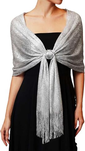 GORAIS Shawls and Wraps for Evening Dresses Shrugs Wedding Scarf Fringe with Rhinestone Buckle for Women in Kuwait