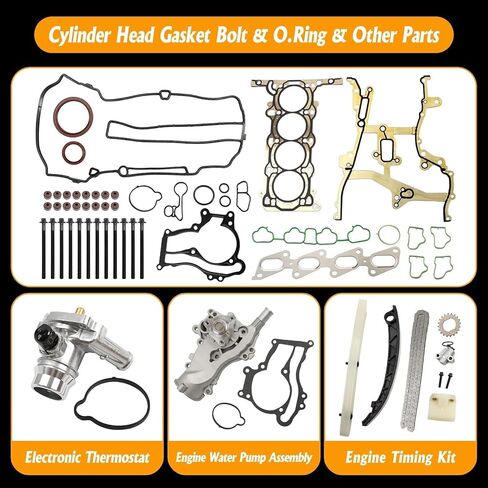 Head Gasket Bolts Timing Chain Kit with Thermostat Housing Professional Water Pump Kit with Gasket Replacement for Chevy Sonic Cruze Buick 2011-2016 Replace HSCV001 55565336 AW6662 in Kuwait