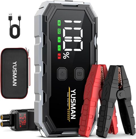 Car Jump Starter, 6000A 12V Jump Battery Pack (8.0 Gas/6.0L Diesel), Portable Jump Starter with Display, Car Jump Starter with Extended Smart Cables, Quick Charge 3.0, LED Light in Kuwait