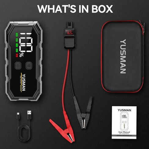 Car Jump Starter, 6000A 12V Jump Battery Pack (8.0 Gas/6.0L Diesel), Portable Jump Starter with Display, Car Jump Starter with Extended Smart Cables, Quick Charge 3.0, LED Light in Kuwait