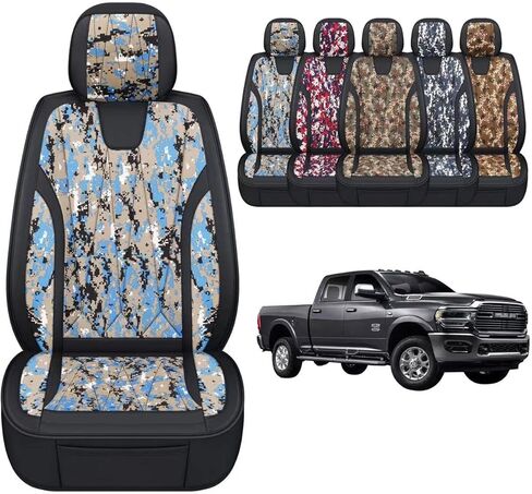 GXT Dodge RAM Front Seats Cover Fit for Select 2013-2021 Dodge RAM 1500 2500 3500 Pickup Truck, Waterproof Synthetic Leather Car Seat Cover and Cushion (Black Red Stripe) in Saudi Arabia