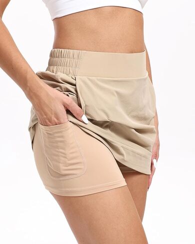 Oyamiki Skorts for Woman High Waist Trendy Skorts with Pockets Golf Tennis Skirt A Line Mini Skort Athletic Summer Outfits in Saudi Arabia
