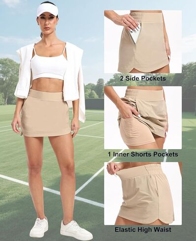 Oyamiki Skorts for Woman High Waist Trendy Skorts with Pockets Golf Tennis Skirt A Line Mini Skort Athletic Summer Outfits in Saudi Arabia