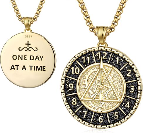 Sobriety Gifts for Men 925 Sterling Silver Sobriety Necklace AA Necklace Alcoholics Anonymous Jewelry Gifts for Men Women in Saudi Arabia