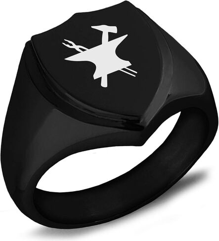 Stainless Steel Hephaestus Greek God of Blacksmith & Fire Shield Biker Style Polished Ring in Saudi Arabia