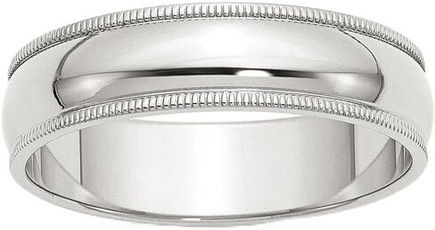 Solid 925 Sterling Silver 6mm Plain Classic Dome Milgrain Wedding Band Ring in Kuwait