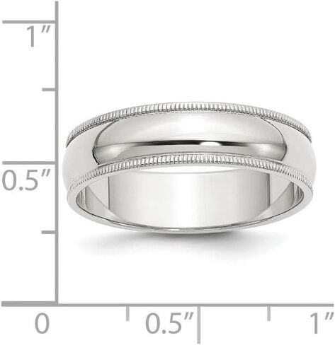 Solid 925 Sterling Silver 6mm Plain Classic Dome Milgrain Wedding Band Ring in Kuwait