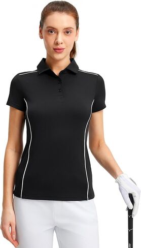 FitsT4 Sports Women's Golf Polo قمصان UPF 50+ 3 أزرار سريعة الجفاف بياقة قصيرة الأكمام قميص تنس in Saudi Arabia