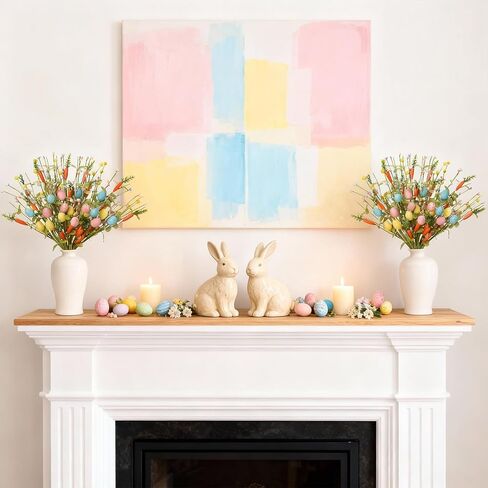 زينة عيد الفصح 6 حزمة عيد الفصح ينبع 17 بوصة يختار البيض الاصطناعي مع الجزر الملونة البيض أوراق الأوكالبتوس لغرفة المعيشة المركزية ديكور المنزل زهرية in Kuwait