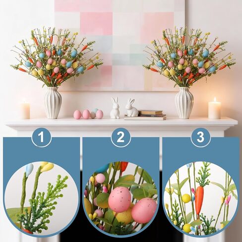زينة عيد الفصح 6 حزمة عيد الفصح ينبع 17 بوصة يختار البيض الاصطناعي مع الجزر الملونة البيض أوراق الأوكالبتوس لغرفة المعيشة المركزية ديكور المنزل زهرية in Kuwait