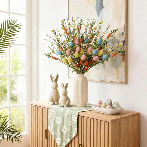 زينة عيد الفصح 6 حزمة عيد الفصح ينبع 17 بوصة يختار البيض الاصطناعي مع الجزر الملونة البيض أوراق الأوكالبتوس لغرفة المعيشة المركزية ديكور المنزل زهرية in Kuwait