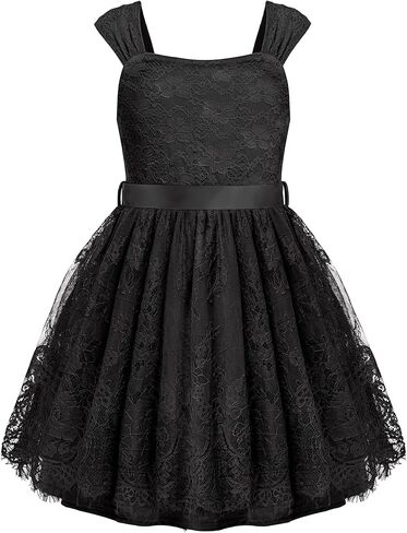 Arshiner Flower Girl Dress A-Line Formal Lace Party Dresses for Wedding Communion Princess Holiday Sundress with Belt in Saudi Arabia