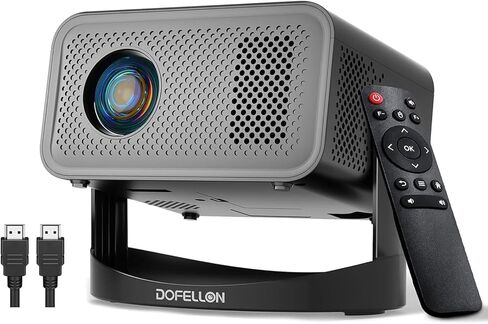 [Built-in Apps & 2026 Upgraded] Mini Projector with Wifi and Bluetooth Portable,Native 1080P 4K Support Auto Keystone Movie Projector Compatible with TV Stick/HDMI/USB, 360° for Bedroom, Outdoor Use in Saudi Arabia