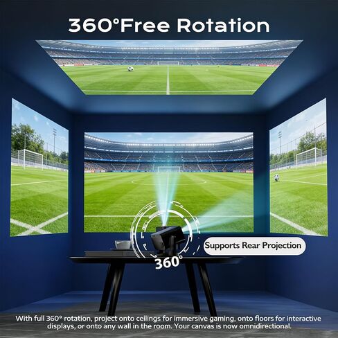[Built-in Apps & 2026 Upgraded] Mini Projector with Wifi and Bluetooth Portable,Native 1080P 4K Support Auto Keystone Movie Projector Compatible with TV Stick/HDMI/USB, 360° for Bedroom, Outdoor Use in Saudi Arabia