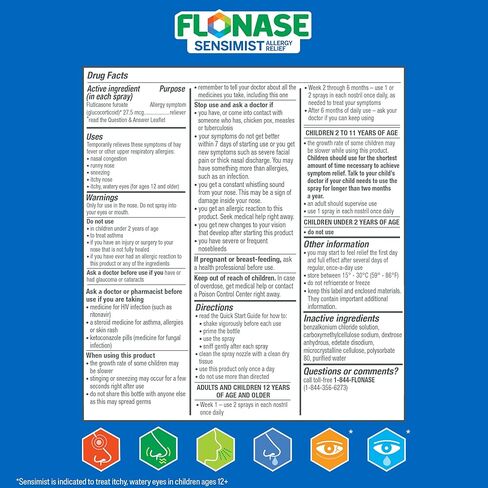 بخاخ فلوناز سينسيميست لتخفيف حساسية الأنف - تخفيف الحساسية يدوم لمدة 24 ساعة بدون نعاس مع رذاذ ناعم خالٍ من الرائحة - 120 بخاخ بالإضافة إلى حزمة مناديل إضافية in Kuwait