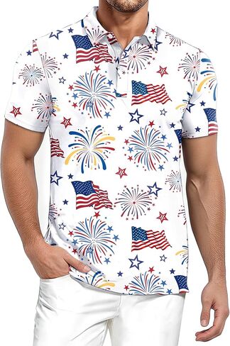 4th من يوليو قمصان بولو للرجال 250 سنة الذكرى الأمريكية العلم Dri صالح قميص الزي يوم الاستقلال الوطني in Kuwait