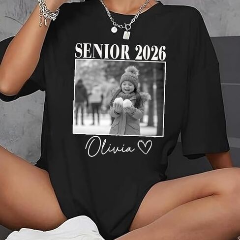 Personalized Senior 2026 T-Shirt, Custom Photo Shirt for Graduation, Customizable Name & Image, Senior Keepsake Gift in Saudi Arabia