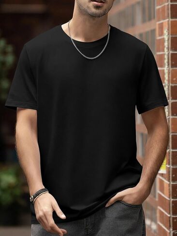 Mens Basic Crew Neck T Shirt Lightweight Casual Tee for Spring Summer Everyday Style Fashion Tops in Saudi Arabia