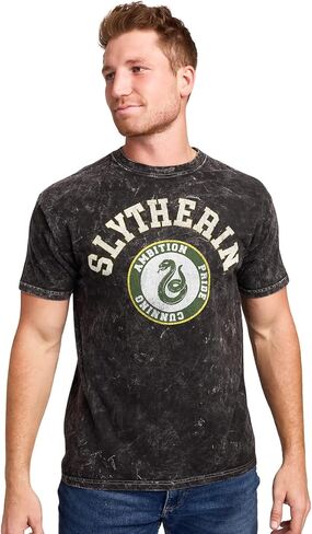 Harry Potter Slytherin Varsity Men's Gray Vintage Mineral Wash Crew Neck Short Sleeve T-Shirt in Saudi Arabia