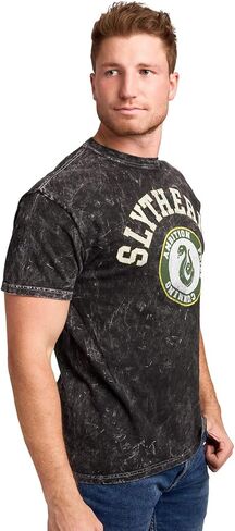 Harry Potter Slytherin Varsity Men's Gray Vintage Mineral Wash Crew Neck Short Sleeve T-Shirt in Saudi Arabia