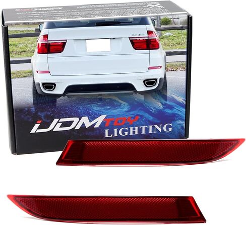 iJDMTOY Red Lens Rear Bumper Reflector Lenses Compatible With BMW 2011-2013 X5 (E70 LCI Facelift Model) in Saudi Arabia