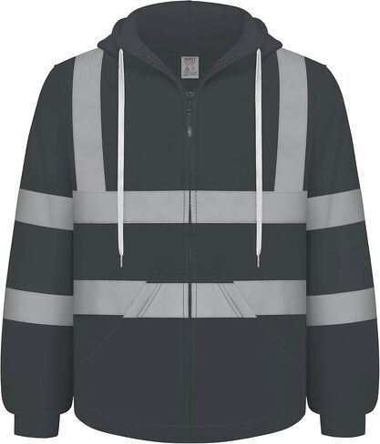 سترة حماية TCCFCCT Hi Vis للرجال والنساء من الدرجة 3 عاكسة للضوء، سترة بغطاء رأس عالية الوضوح للرجال، مساحين، متينة ومقاومة للأوساخ مع جزء سفلي أسود، WT-Yellow XL in Kuwait