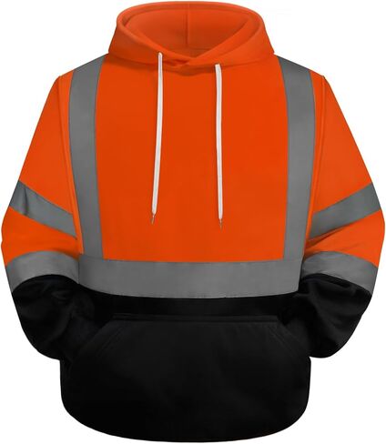 سترة حماية TCCFCCT Hi Vis للرجال والنساء من الدرجة 3 عاكسة للضوء، سترة بغطاء رأس عالية الوضوح للرجال، مساحين، متينة ومقاومة للأوساخ مع جزء سفلي أسود، WT-Yellow XL in Kuwait