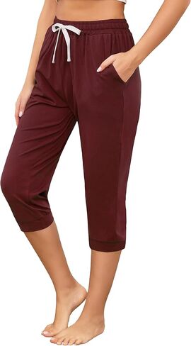سروال بيجامة نسائي من Vlazom كابري برباط للركض سروال نوم مع جيوب S-3XL in Kuwait