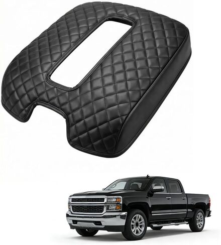 Center Console Cover Compatible with 2019-2024 Chevy Silverado/GMC Sierra Jump Seat Accessories, Middle Console Armrest Lid Leather Protective Cover(ONLY for Split Bench Seat Console) in Kuwait