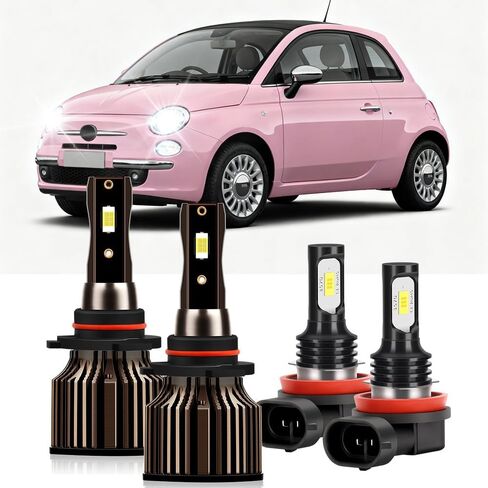 مناسب لمصابيح Fiat 500 500L 500X 2012-2020، مصابيح ضباب عالية السطوع للغاية 30000LM، 6000K أبيض، سطوع 400%، مع مروحة تبريد، التوصيل والتشغيل، حزمة من 4 in Saudi Arabia