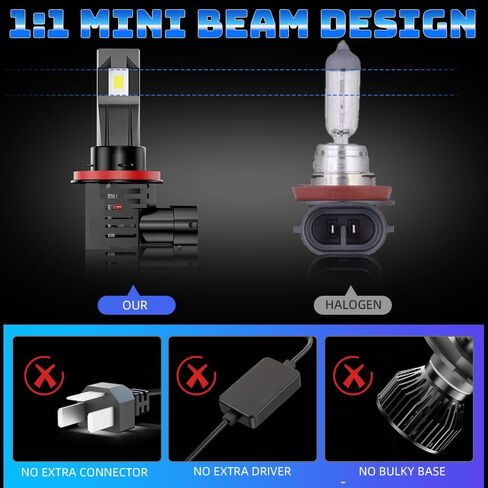 لكرايسلر تاون آند كانتري 2008 2009 2010 2011 2012 2013 2014 2015 2016 مصابيح إضاءة Hi-Lo Beam، 6000K أبيض، خفة أكثر سطوعًا 800%، التوصيل والتشغيل، عمر 60,000+ ساعة (عبوة من 4) in Kuwait