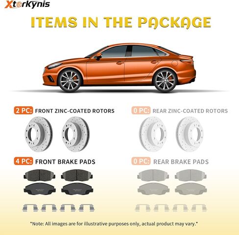 Front Brake Kit, Drilled and Slotted Brake Rotor with Ceramic Pads for Lexus Es300 2002-2003, Toyota Avalon 2005-2007, Camry 2005-2006, Sienna 2004-2010, Solara 2004-2008 in Saudi Arabia