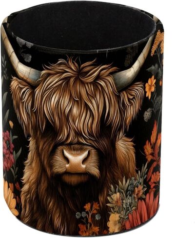 Pencil Holder for Desk, Highland Cow Florals Pen Organizer Cup Desktop Supplies and Accessories, Caddy for Office Home Art Supply in Saudi Arabia