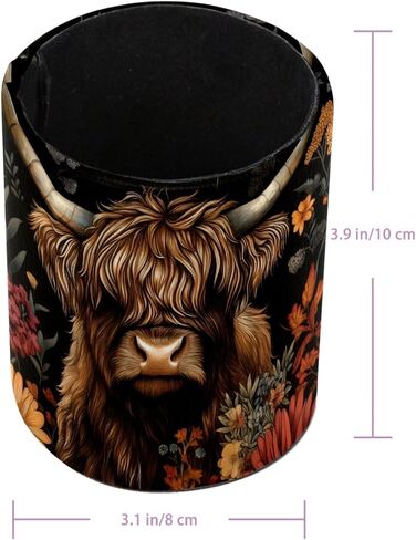 Pencil Holder for Desk, Highland Cow Florals Pen Organizer Cup Desktop Supplies and Accessories, Caddy for Office Home Art Supply in Saudi Arabia