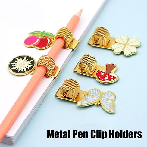 Cute Metal Pen Clip Holders,Universal Stylus Pen Holder,Decorative Pencil Clips,Pen Holders for Notebooks, Journals and Office Use (Style 3) in Saudi Arabia