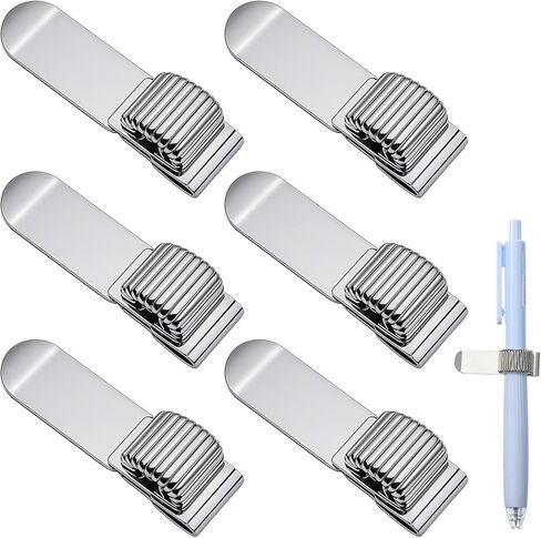 6Pcs Metal Pen Holder Clip, Clipboard Pen Holder Pencil Clip with Adjustable Single Spring Loop Organizer for Notebooks Journals Planner Clipboard Silver in Kuwait