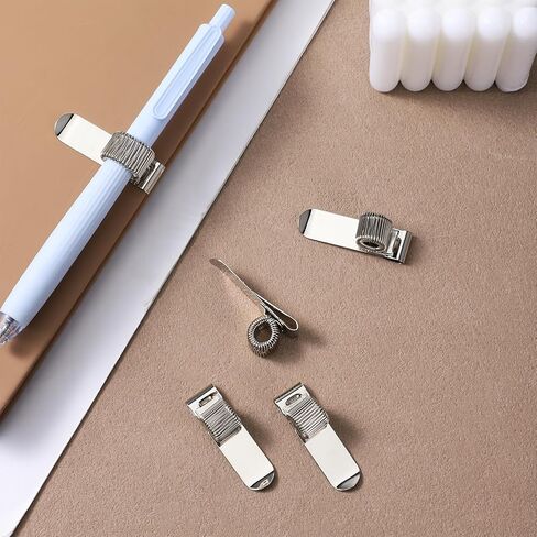 6Pcs Metal Pen Holder Clip, Clipboard Pen Holder Pencil Clip with Adjustable Single Spring Loop Organizer for Notebooks Journals Planner Clipboard Silver in Kuwait