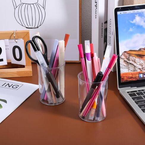 قطعتان من حامل أقلام الأكريليك المستدير، منظم حاوية الأسطوانة، حامل أقلام الرصاص، حامل فرشاة مكياج دائري شفاف، ملحقات مكتبية لمستحضرات التجميل وفرشاة الأسنان وأقلام التلوين والأواني in Kuwait