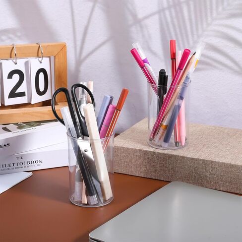 قطعتان من حامل أقلام الأكريليك المستدير، منظم حاوية الأسطوانة، حامل أقلام الرصاص، حامل فرشاة مكياج دائري شفاف، ملحقات مكتبية لمستحضرات التجميل وفرشاة الأسنان وأقلام التلوين والأواني in Kuwait