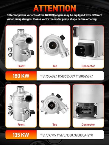 11518635089 Electric Engine Water Pump with Thermostat Compatible with BMW F22 F30 F34 F32 F10 F11 F25 F26 F15 E89 E84, 228i 328i 428i 528i Z4 X1 X3 X4 X5, N20B20 180kW L4 2.0L, Replace # 11517604027 in Kuwait