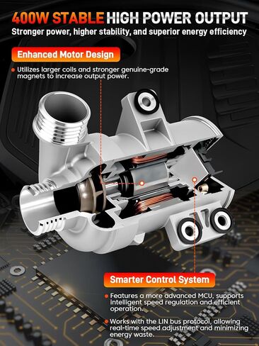 11518635089 Electric Engine Water Pump with Thermostat Compatible with BMW F22 F30 F34 F32 F10 F11 F25 F26 F15 E89 E84, 228i 328i 428i 528i Z4 X1 X3 X4 X5, N20B20 180kW L4 2.0L, Replace # 11517604027 in Kuwait