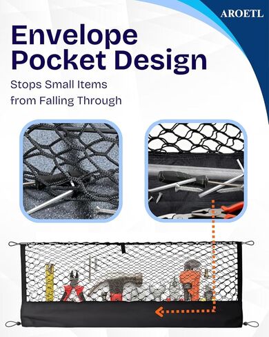 Truck Bed Cargo Net - Envelope Style Truck Bed Organizer Highly Elastic & Integrated Storage Bag - Compatible with Chevy, Ford, GMC, Dodge Ram（50" x 18"） in Saudi Arabia