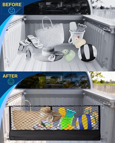 Truck Bed Cargo Net - Envelope Style Truck Bed Organizer Highly Elastic & Integrated Storage Bag - Compatible with Chevy, Ford, GMC, Dodge Ram（50" x 18"） in Saudi Arabia